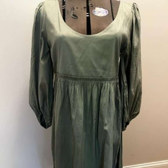 Calypso Olive Silk Dress - Picture 1 of 5